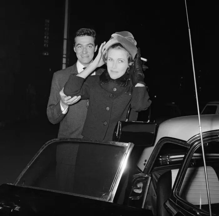 Framed Print : The wedding reception of of Honor Blackman and Maurice Kaufman held at a Chelsea club