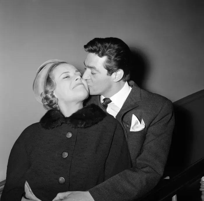 Framed Print : The wedding reception of of Honor Blackman and Maurice Kaufman held at a Chelsea club