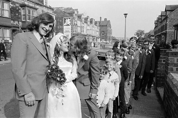 The wedding of Sylvia Cairnes and John Fitzpatrick. Ten brothers attend brides wedding