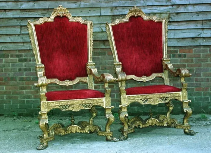 Framed Print : Wedding throne chairs for the Beckham wedding in July 1999 outside storage barn Framed Print : Wedding throne chairs for the Beckham wedding in July 1999 outside storage barn