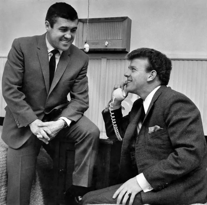 Framed Print : Two wee men with big grins. And no wonder. Billy Bremner has just heard the news that his Framed Print : Two wee men with big grins. And no wonder. Billy Bremner has just heard the news that his