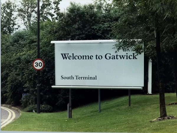 Welcome to Gatwick Airport South Terminal Sign April 1996