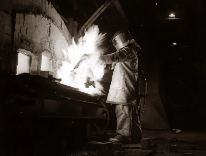 Framed Print : A welder wearing a suit designed to keep you cool at temperatures of 500 degrees Framed Print : A welder wearing a suit designed to keep you cool at temperatures of 500 degrees