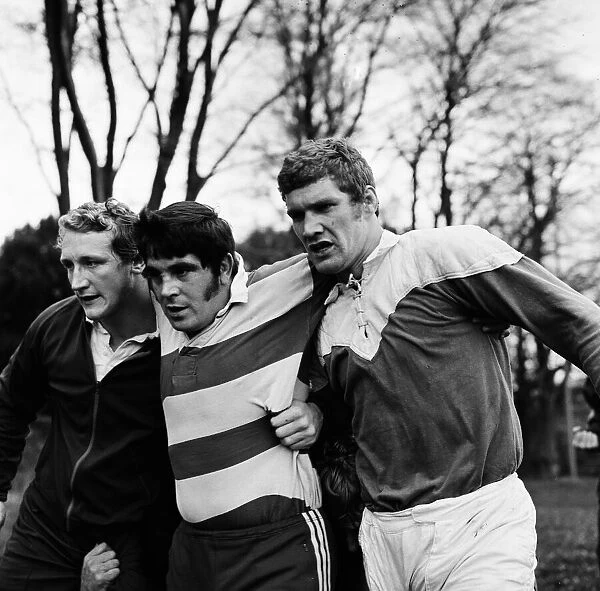 Welsh Rugby Team, Training Session, 8th November 1973. Glyn Shaw (right)