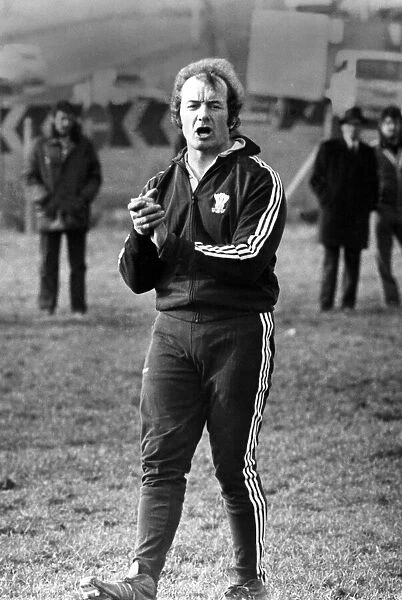 Welsh team coach John Lloyd, training at Bridgend in preparation for a match with
