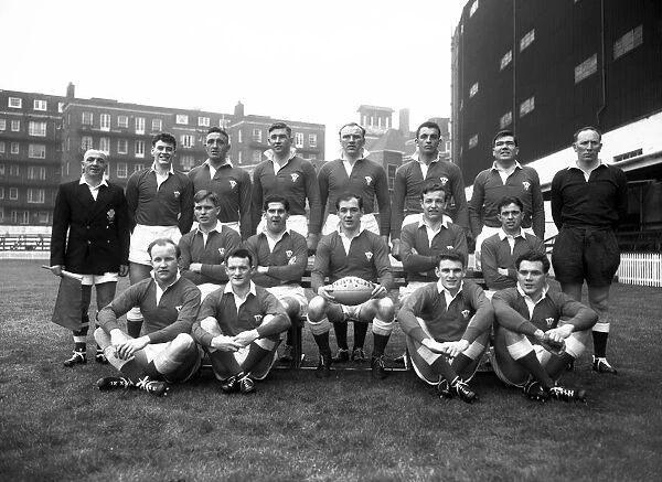 The Welsh Team pose for the camera before the start of their Five Nations match against