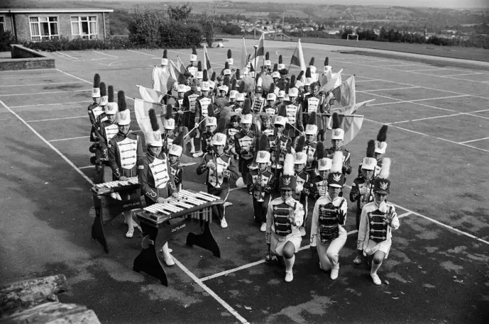 Framed Print : Wembley, here we come! On parade outside Deighton Sports Centre are members of Outlane