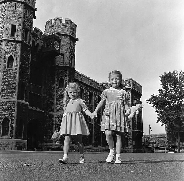 Wendy Dixon and Ruth Mason, two girls who live in the Tower of London. 2nd July 1954