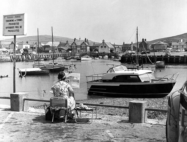 West Bay at Bridport, Dorset. Circa 1955