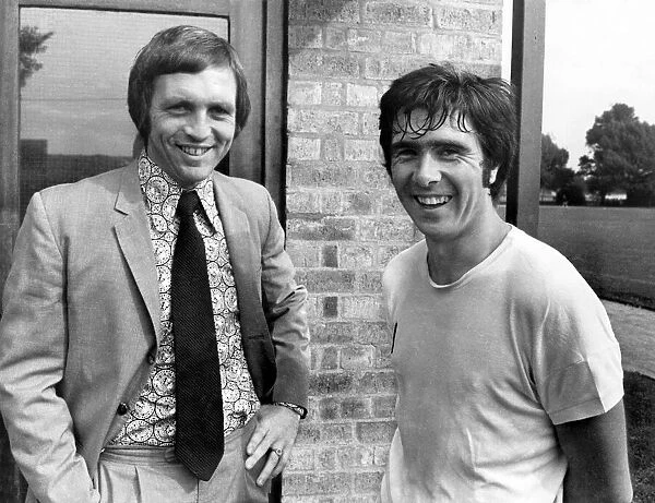 West Bromwich Albion footballer Jeff Astle (left) talking with his new strike partner