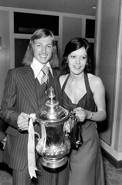 West Ham footballer Alan Taylor with girlfriend as he celebrates his teams FA Cup victory