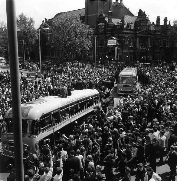 West Ham United celebrate winning the European Cup Winners Cup at Wembley showing off