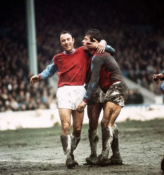 West Ham Uniteds Jimmy Greaves stands with his arm around the shoulder of Geoff