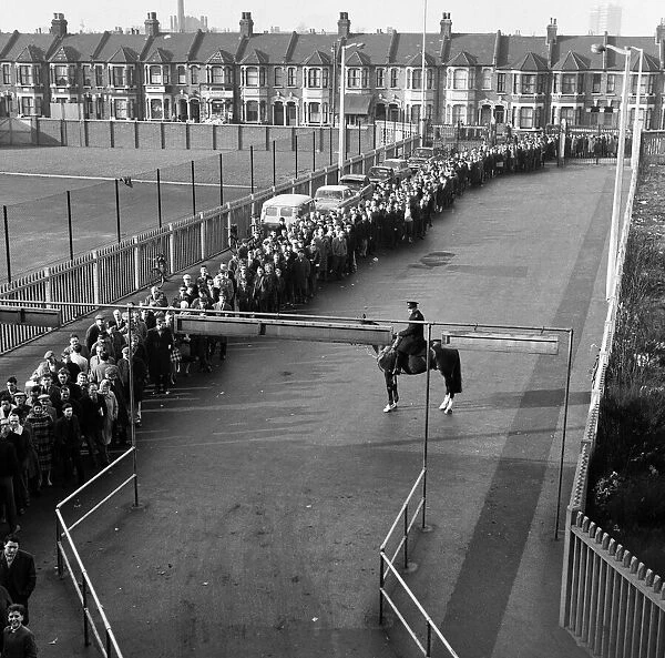 West Ham v. Burnley Cup Tie ticket queue at Upton Park. 27th february 1964