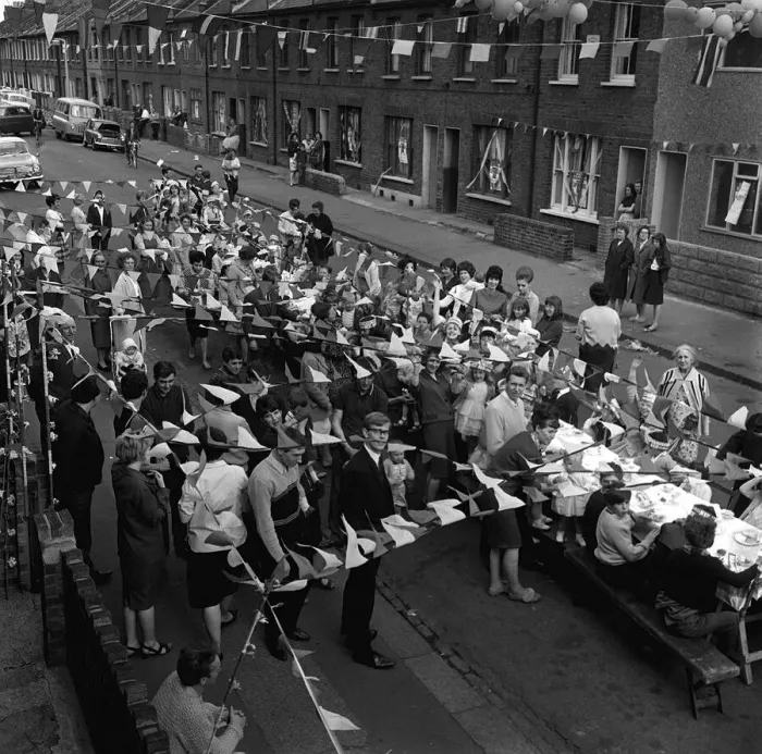 Framed Print : After West Ham won the FA Cup in 1964 Street Parties were the order of the day all over