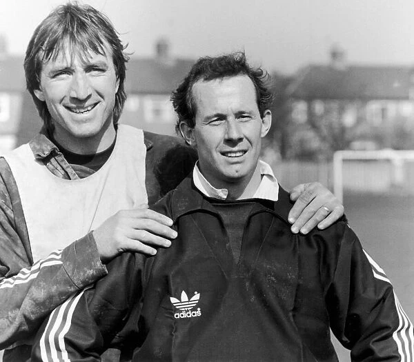 West Hams Billy Bonds with Liam Brady, who is back at the club after playing for 7