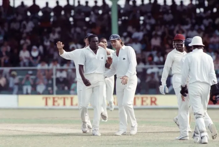 Framed Print : West Indies Cricket. West Indies v. England 5th Test. April 1990 England Framed Print : West Indies Cricket. West Indies v. England 5th Test. April 1990 England