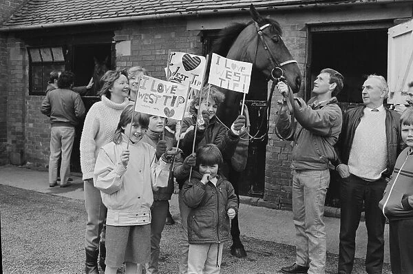 West Tip seen here on his return to his stables after winning the 1986 Grands National