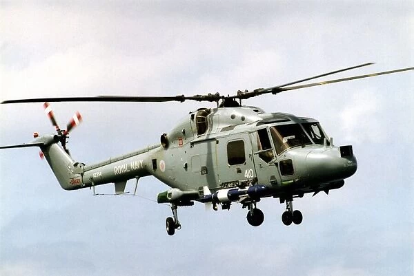 A Westland Lynx helicopter, operated by the Royal Navy. Circa : 1992