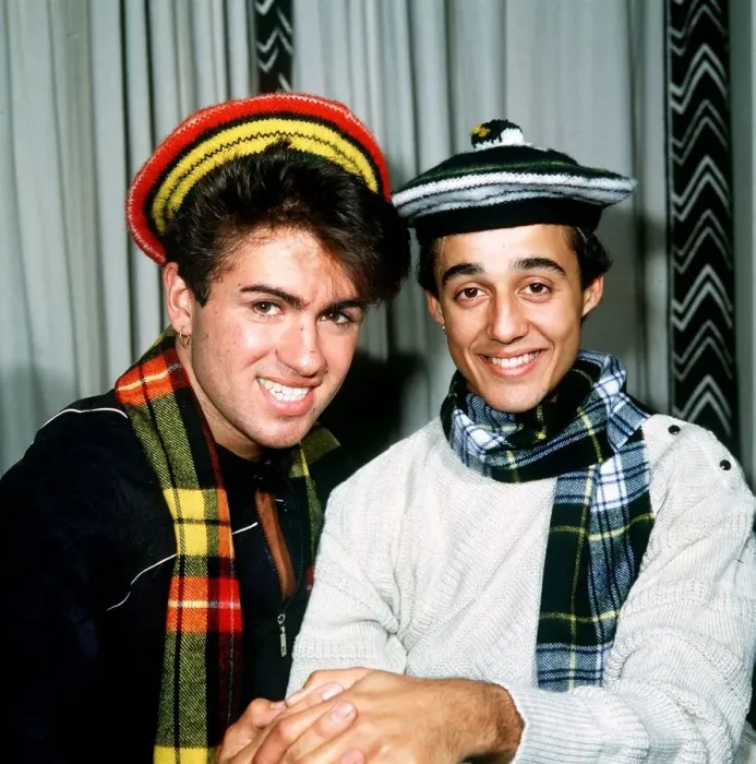 Framed Print : Wham pop group at Daily Record Offices, Glasgow, Scotland, 1983 Framed Print : Wham pop group at Daily Record Offices, Glasgow, Scotland, 1983