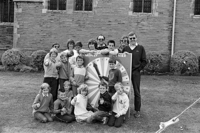 Framed Print : The wheel of fortune gets the thumbs-up from these youngsters at Skelmanthorpe scout