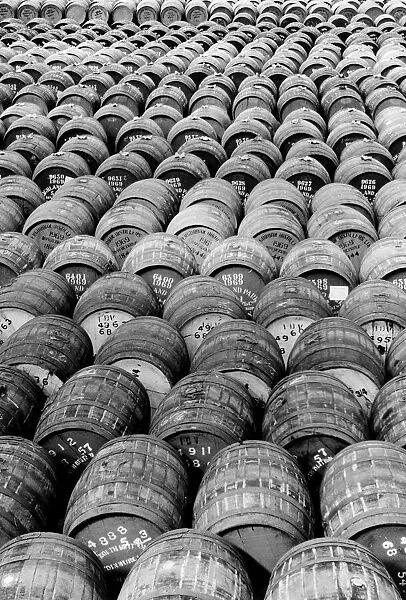 Whisky barrels at IDV warehouse Glasgow 1971
