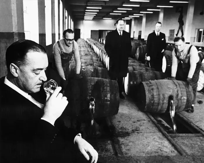 Framed Print : Whisky blending room at Johnnie Walkers in Kilmarnock In the foreground is George
