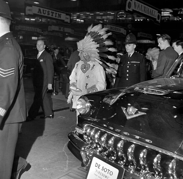 White Eagle and other Red Indians at a motor show. October 1952 C5260