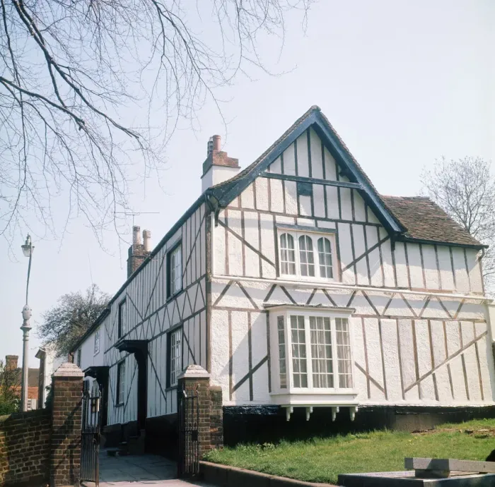 Framed Print : White timbered house, St Albans, Hertfordshire. 1973 Framed Print : White timbered house, St Albans, Hertfordshire. 1973