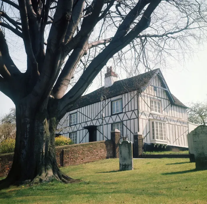 Framed Print : White timbered house, St Albans, Hertfordshire. 1973