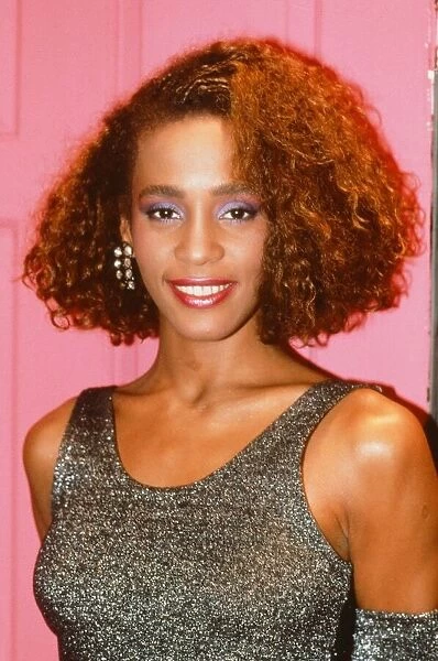 Whitney Houston pictured in London as she topped the British charts on 10th December 1985