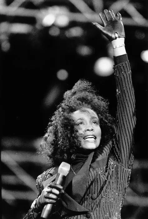 Framed Print : Whitney Houston US singer at the Nelson Mandela Birthday Concert at the Wembly stadium in