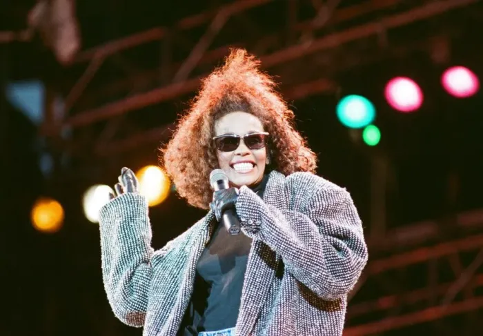 Framed Print : Whitney Houston singing at Freedomfest: Nelson Mandela 70th Birthday Celebration Framed Print : Whitney Houston singing at Freedomfest: Nelson Mandela 70th Birthday Celebration