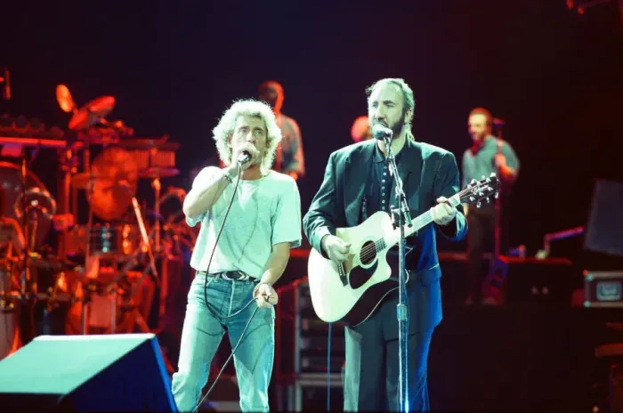 Framed Print : The Who rock group performing on stage in America during their reunion tour in Framed Print : The Who rock group performing on stage in America during their reunion tour in