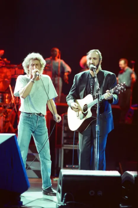 Framed Print : The Who rock group performing on stage in America during their reunion tour in Framed Print : The Who rock group performing on stage in America during their reunion tour in