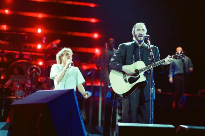 Framed Print : The Who rock group performing on stage in America during their reunion tour in Framed Print : The Who rock group performing on stage in America during their reunion tour in