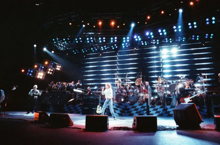 Framed Print : The Who rock group performing on stage in America during their reunion tour in Framed Print : The Who rock group performing on stage in America during their reunion tour in
