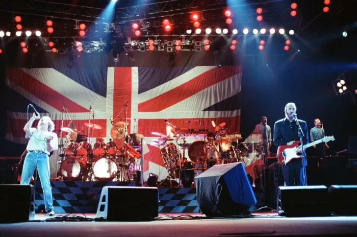 Framed Print : The Who rock group performing on stage in America during their reunion tour in Framed Print : The Who rock group performing on stage in America during their reunion tour in