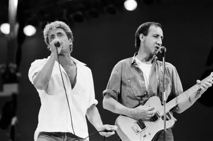 Framed Print : The Who rock group, performing at Wembley Stadium for Live Aid