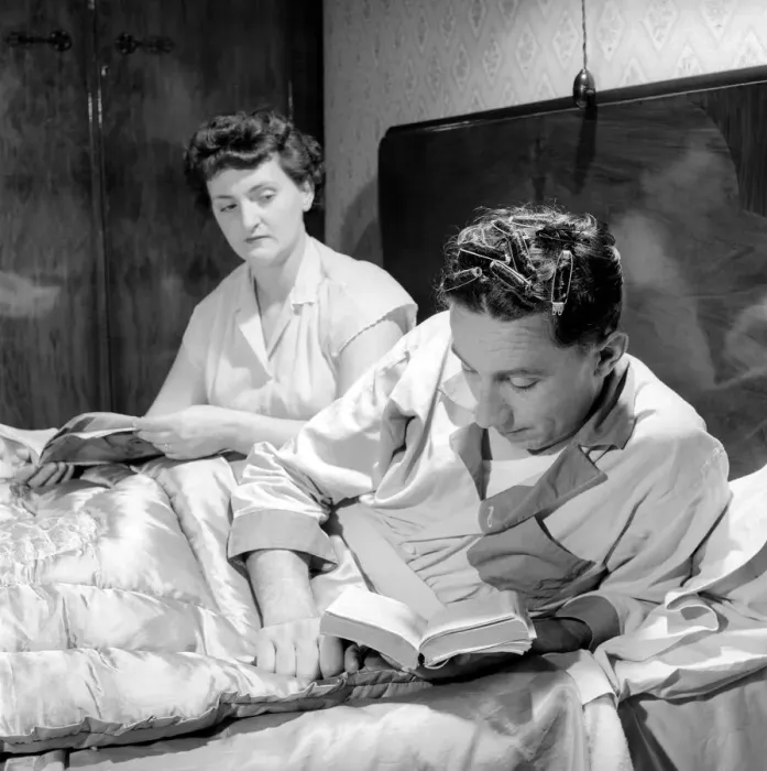 Framed Print : Wife who pins up hobbys hair: Each night Mrs. Potaczek pins up her husbands hair