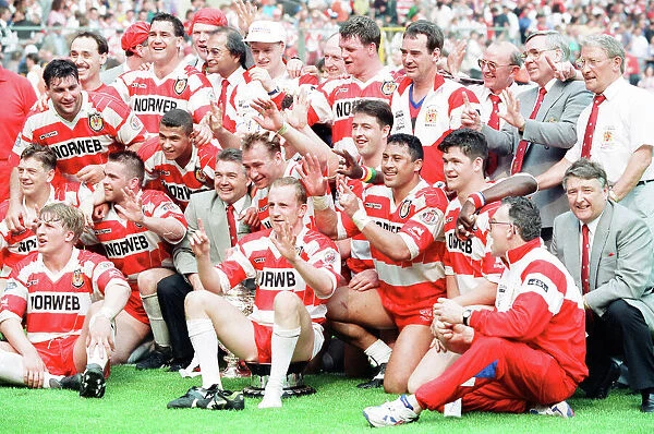 Wigan celebrate their 6th Rugby League Cup victory in a row at Wembley where they