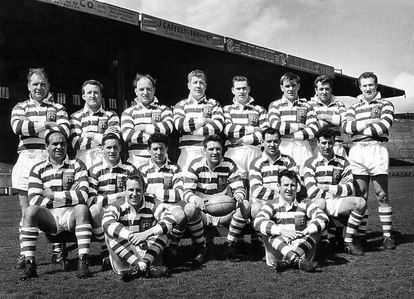 Wigan R. F. C. Team. 2 and 3 back row: Barton, Sayers, M Tigue, Collier, Belshaw, Lyon