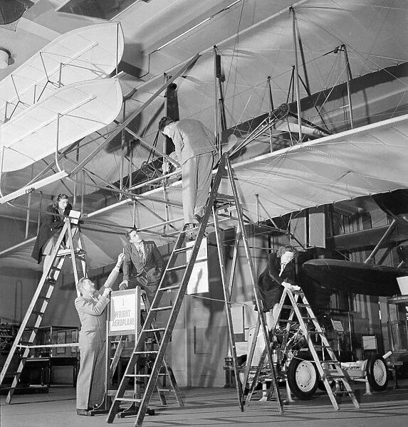 A Wight Brothers Kitty Hawk aeroplane replica being constructed
