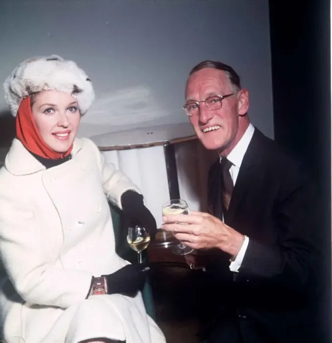 Framed Print : Wilfred Brambel actor with Katie Boyle at Variety Club Christmas Lunch