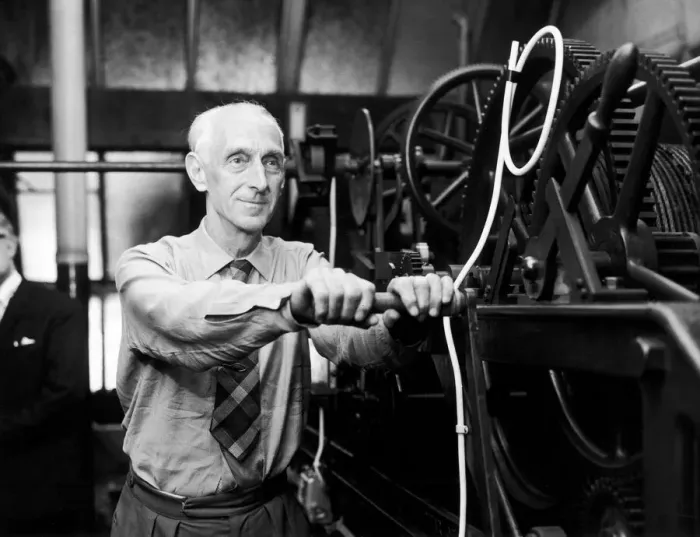 Framed Print : Wilfred Clocks Off. 64 year old Wilfred Cripps of South London has had a very winding job Framed Print : Wilfred Clocks Off. 64 year old Wilfred Cripps of South London has had a very winding job