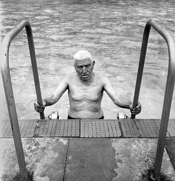 William Johnson 90 year old swimmer seen here taking exercise at his local pool