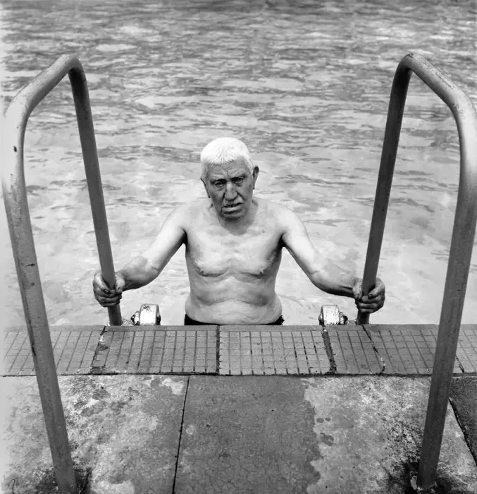 Framed Print : William Johnson 90 year old swimmer seen here taking exercise at his local pool Framed Print : William Johnson 90 year old swimmer seen here taking exercise at his local pool