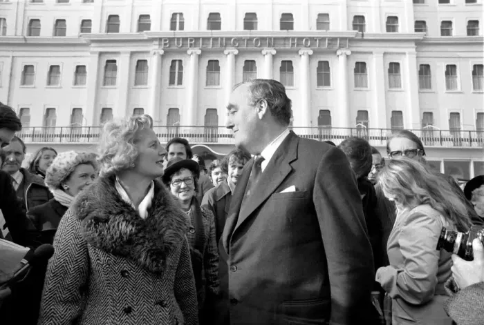 Framed Print : William Whitelaw and Margaret Thatcher meet young conservatives Framed Print : William Whitelaw and Margaret Thatcher meet young conservatives