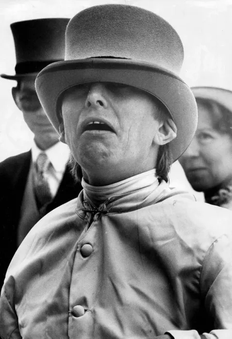 Framed Print : Willie Carson fooling about with top hat - June 1979 08 / 06 / 1979 Framed Print : Willie Carson fooling about with top hat - June 1979 08 / 06 / 1979