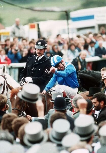 Willie Carson jockey and Nashwan after winning The Derby at Epsom - June 1989